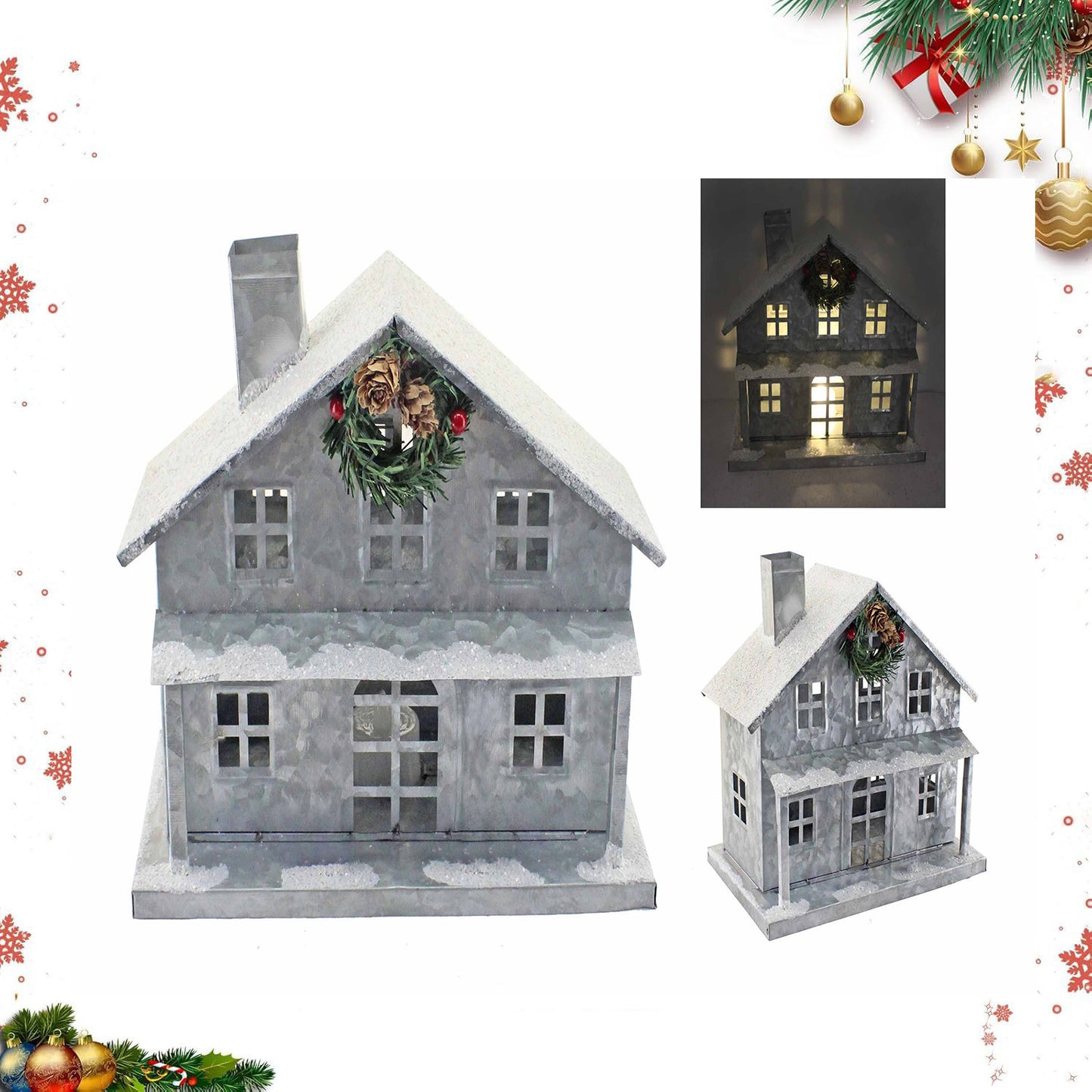 HanStar Galvanized Iron House-Shaped Candle Holder